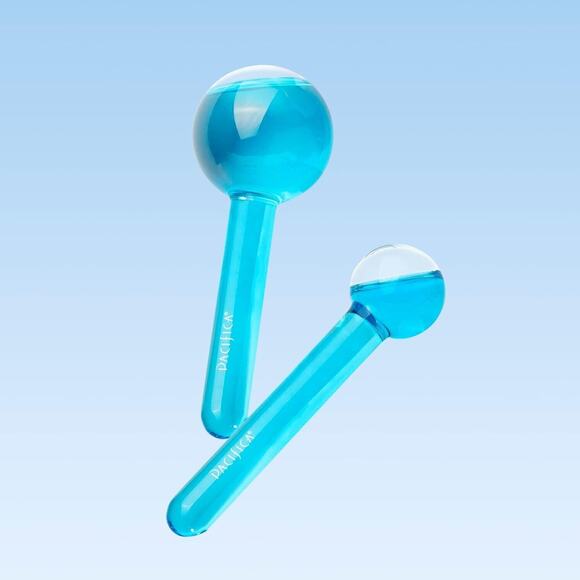 Lot of 2 - Pacifica Chill Baby Cooling Cryo Globes Facial Massage 2 Glass Globes - Picture 4 of 16